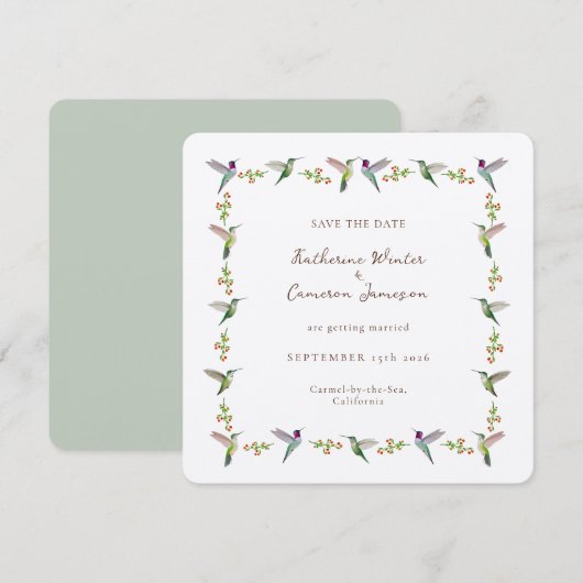 Save the Date Hummingbird Card (正面/裏面)