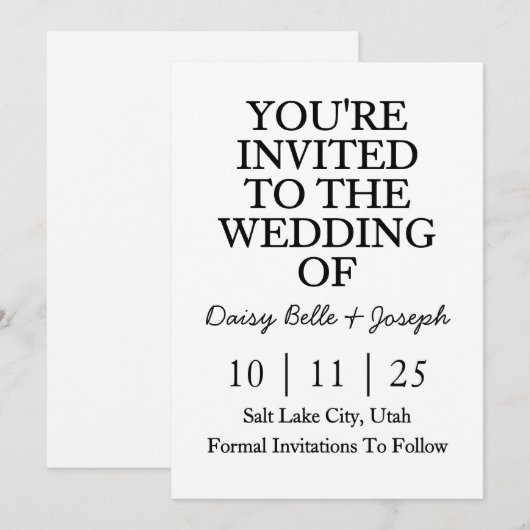 Save The Date Invitation 招待状 (正面/裏面)