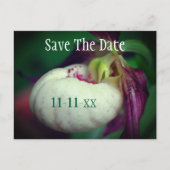 Save The Date Lady Slipper Flower Personalized 案内ポストカード (正面)