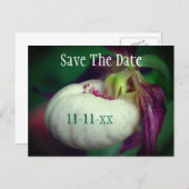 Save The Date Lady Slipper Flower Personalized 案内ポストカード (正面/裏面)