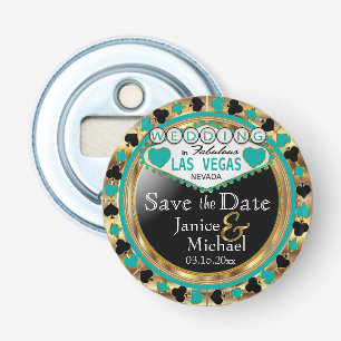 Save the Date Las Vegas -ティール(緑がかった色) 栓抜き