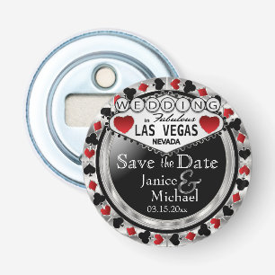Save the Date Las Vegas - Silver & Red 栓抜き