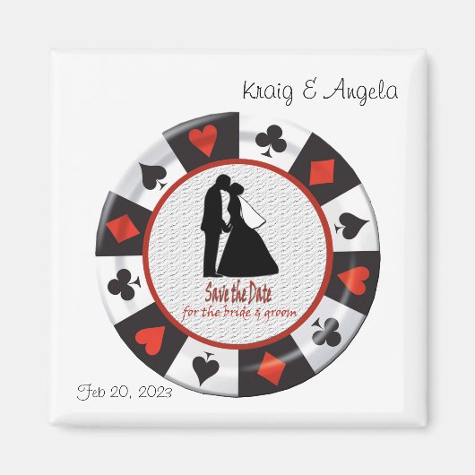 Save the Date Las Vegas Wedding 2 inch Magnet マグネット (正面)