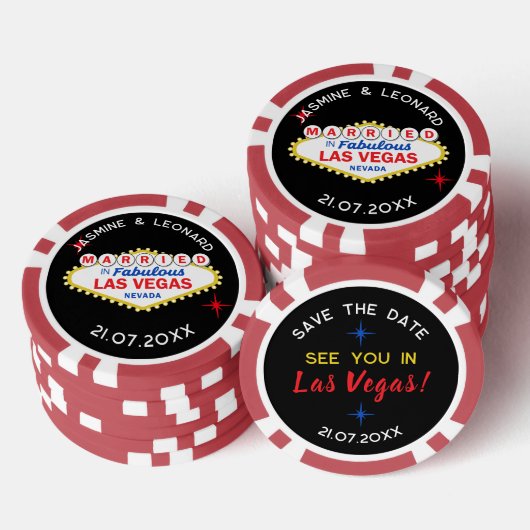Save the Date Las Vegas Wedding Favor ポーカーチップ (積み重ね)