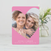 SAVE THE DATE LGBTQ photo モダン pink cute pink 招待状 (スタンド正面)