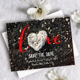 Save the Date Love Scriptハワイビーチハート写真 案内ポストカード
