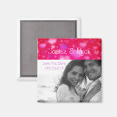 Save the Date Magnetかわいいハート写真テンプレート マグネット (正面/裏面)