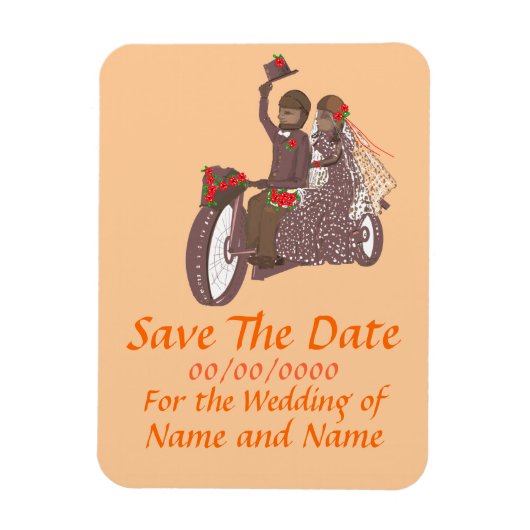 Save The Date Magnetバイクもしくは自転車に乗る人/オートバイ結婚式 マグネット (縦)