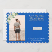 Save The Date, Magnet Backing Card Blue White サンキューカード (正面)