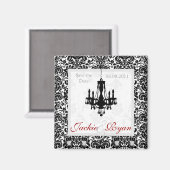 Save the Date Magnet Chandelier白黒 マグネット (正面/裏面)