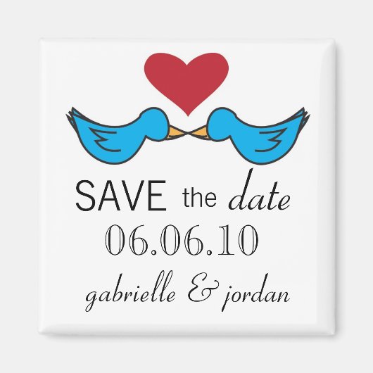 Save the Date Magnet Lovebirds マグネット (正面)