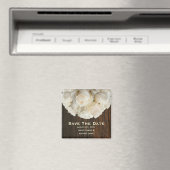 Save The Date Magnet - White Roses & Barnwood マグネット (インサイチュ (食洗機))