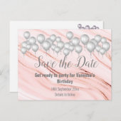 Save the Date Marble Balloon Sparkle All Cursion 案内ポストカード (正面/裏面)