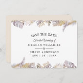 Save the Date Mauve金ゴールド水の色トロピカル離れ (正面/裏面)