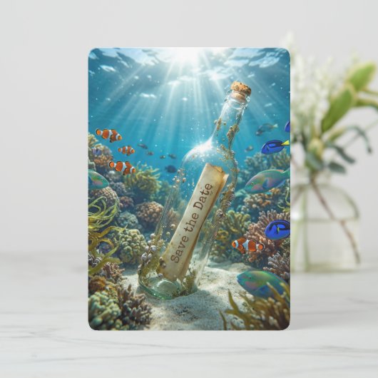 Save The Date Message In a Bottle 案内状 (スタンド正面)