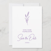 save the date minimalist elegant writing lavender 招待状 (正面)