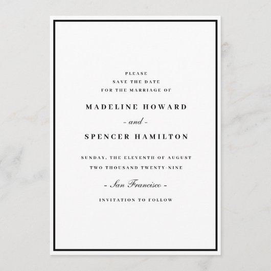Save the Date | Minimalist Simple Elegant Wedding セーブザデート (正面)