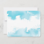 SAVE THE DATE MITZVAH modern aqua blue watercolor セーブザデート (裏面)