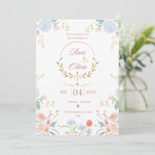 Save The Date Modern Minimal Wedding Design 招待状 (スタンド正面)