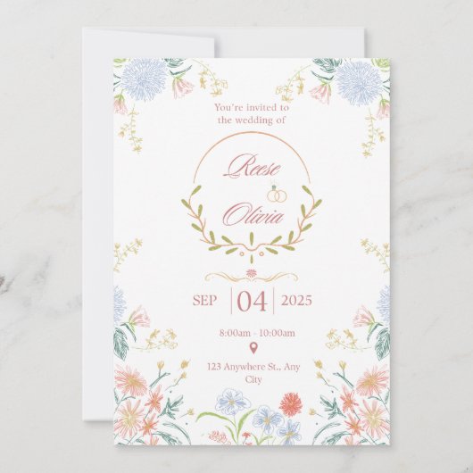 Save The Date Modern Minimal Wedding Design 招待状 (裏面)