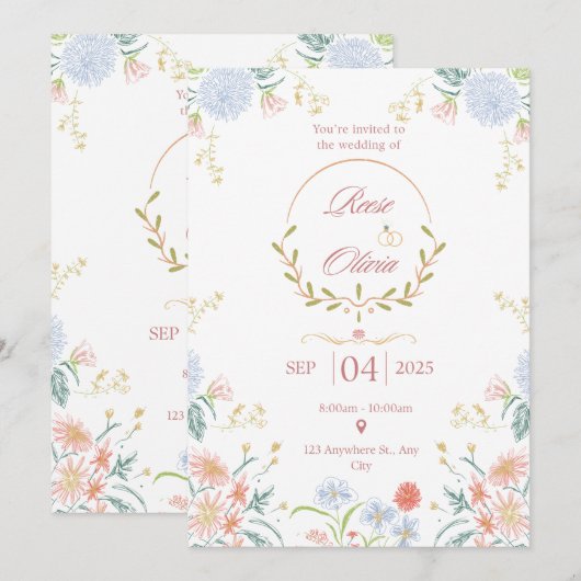 Save The Date Modern Minimal Wedding Design 招待状 (正面/裏面)