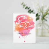 Save the date - modern, watercolor pink orange ポストカード (スタンド正面)
