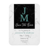 Save The Date, Monogram White & Black Marble, DIY マグネット (縦)