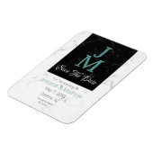 Save The Date, Monogram White & Black Marble, DIY マグネット (左側)