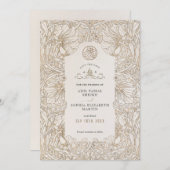 Save the Date Muted White Muslim Islamic Morris 招待状 (正面/裏面)