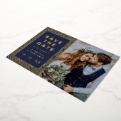 Save The Date Navy Gold Foil招待状 箔招待状 (回転した状態)