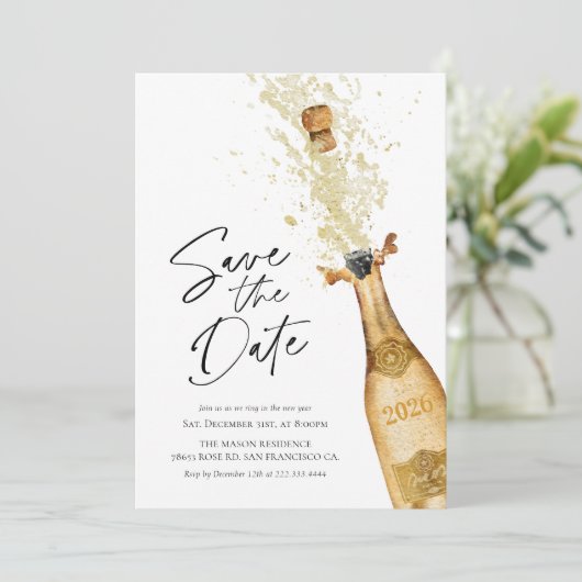 Save the Date New Years Invitation 招待状 (スタンド正面)