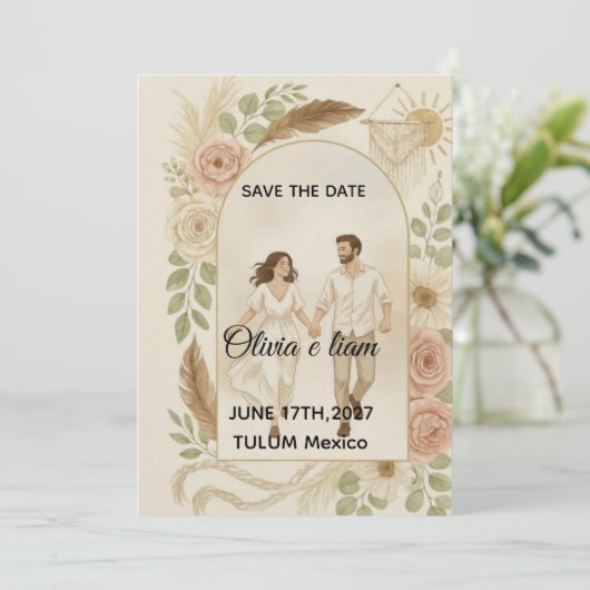 Save the Date: Olivia & Liam 招待状 (スタンド正面)