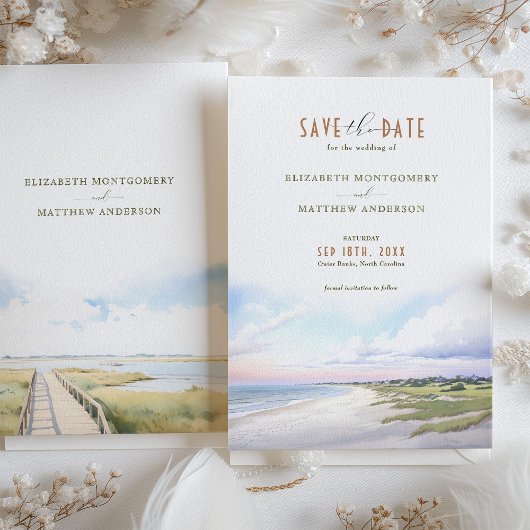 Save The Date Outer Banks, North Carolina USA 招待状