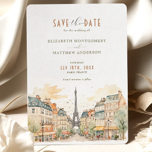 Save The Date Paris France Destination招待状 招待状