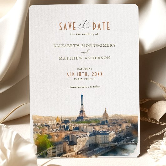 Save The Date Paris France Destination招待状 招待状