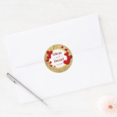 Save the Date, Personalized Wedding Red Hearts  ラウンドシール (封筒)