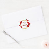 Save the Date, Personalized Wedding Red Hearts  ラウンドシール (封筒)