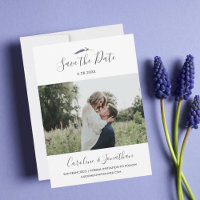 Save the Date Photo かわいらし Purple Lavender Flower