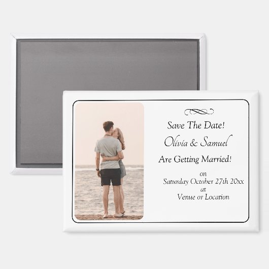 Save The Date, Photo - Black & White with Infinity マグネット (正面/裏面)