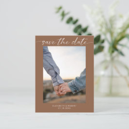 Save the Date Photo Boho シンプルモダン Script 案内ポストカード
