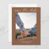 Save the Date Photo Boho シンプルモダン Script 案内ポストカード (正面/裏面)