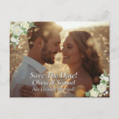 Save The Date, Photo -  Cobalt Blue & White Roses  案内ポストカード (正面)