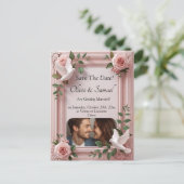 Save The Date, Photo - Dove & Pink Roses 案内ポストカード (スタンド正面)
