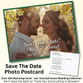 Save The Date, Photo -Emerald Green & Gold 案内ポストカード