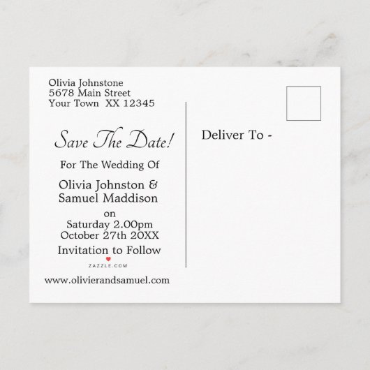 Save The Date, Photo -Emerald Green & Gold 案内ポストカード (裏面)