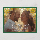Save The Date, Photo -Emerald Green & Gold 案内ポストカード (正面)