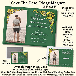 Save The Date, Photo -Emerald Green & Gold Fridge  マグネット