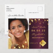 Save the Date photo gradation party 2022 burgundy ポストカード (正面/裏面)