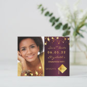 Save the Date photo gradation party 2022 burgundy ポストカード (スタンド正面)