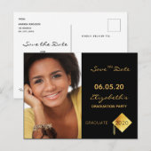 Save the Date photo gradation party black 2025 ポストカード (正面/裏面)